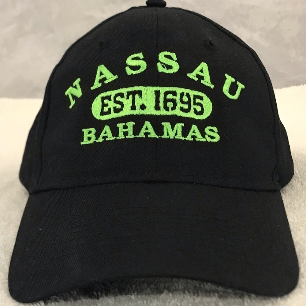 KC for Nassau Bahamas on Black Adjustable Cotton Travel & Beach Baseball Cap